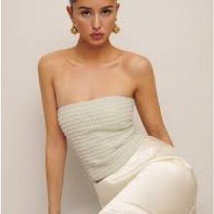 Reformation White and Cream Strapless Top